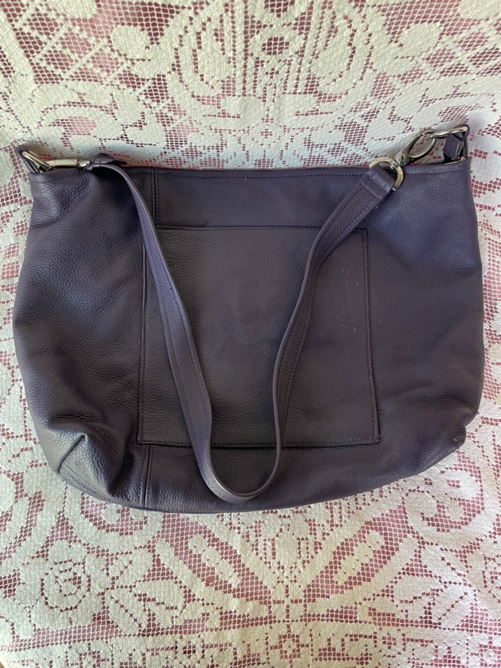 Leather Shoulder Bag in Deep Plum